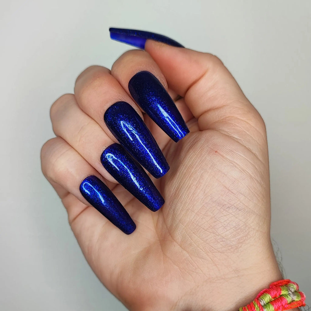 Press on nails -  pailleté navy ByMoonyx