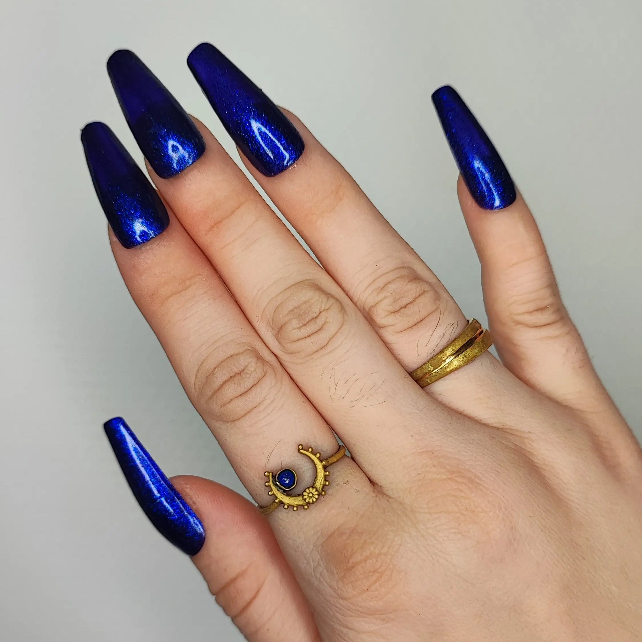 Press on nails -  pailleté navy ByMoonyx
